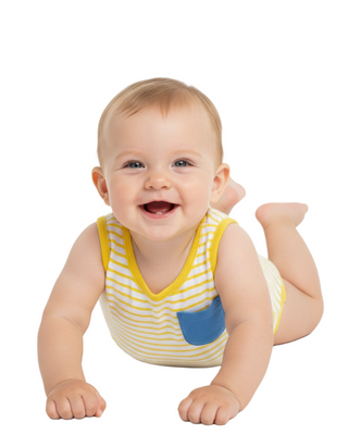 Baby Boden Kids Stripy Romper in Butter Yellow