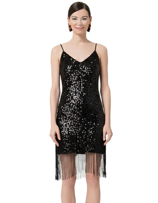 Women's Mini dress slim fit with sequins in Black