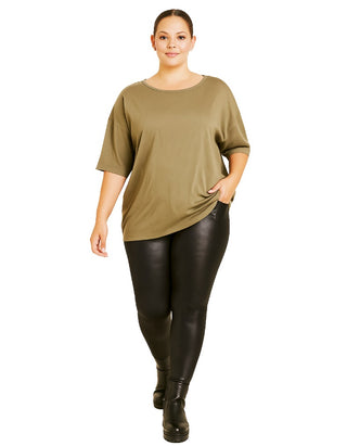 Women's Plus Size PU Leather Leggings in Black