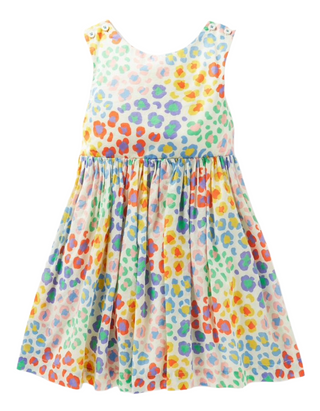Mini Boden Girls' Animal Printed Cross Back Dress in Multi Leopard