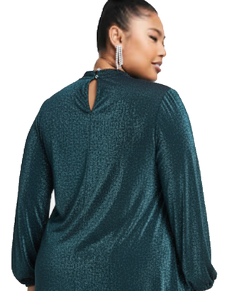 Women's Plus SIze Glitter Cut Out Swing Top -  Black & Blue