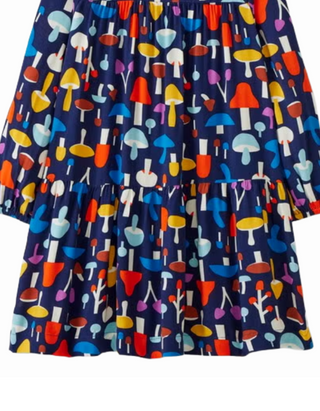 Girls' Woven Twirly Dress in Blue/Moody Mushrooms