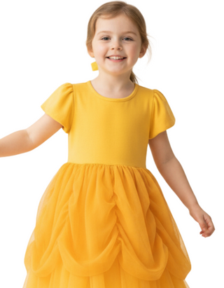 Girls' Princess Belle Tulle Dress in Buttery Yellow