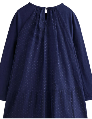 Mini Boden Girl's Applique Festive Tulle Dress in Navy Santa Ride