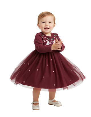 JoJo Maman Girl's Bunny Applique Tulle Dress in Berry Pink (Defect)