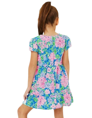 Lilly Pulitzer Girls' Floral Alexandra Dress in Multi Spring Blue