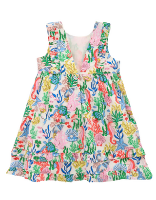 Baby Boden Girls' Frilly Pinny Dress in Multi Coral Cove