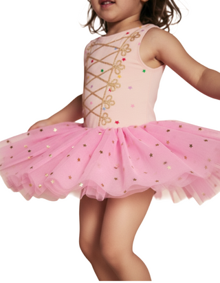 Mini Boden Girls' Magical Tutu Dress in Vintage Mauve Foil Stars