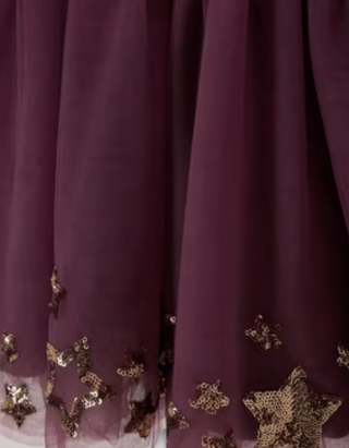 John Lewis Girls' Sequin Star Tulle Party Dress in Berry Purple (Imperfect)