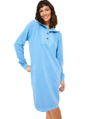 Women's Long Sleeve Willa Sweat Dress in Bright Blue (Imperfect)