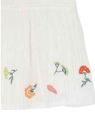 John Lewis Girls' Metallic Thread Embroidered Woven Top in White