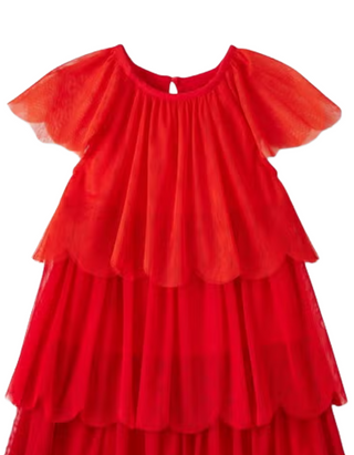 Girls' Tiered Tulle Dress in Hanna Red (Imperfect)