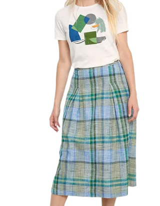 Women's Printed Plaid Sandbank Skirt in Bluebell Atlas Health