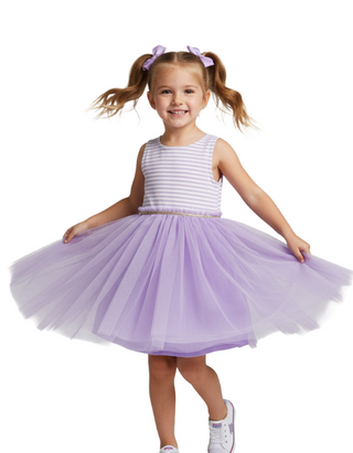 Mini Boden Girls' Jersey Tulle Mix Dress in Lilac