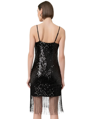 Women's Mini dress slim fit with sequins in Black