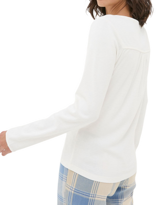 Women's Lila Henley Pyjama Top in Ivory (Imperfect)