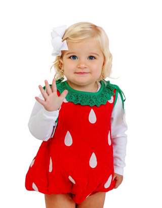 The Beaufort Bonnet Company Baby Ruffle Strawberry Romper in Orchid Pink