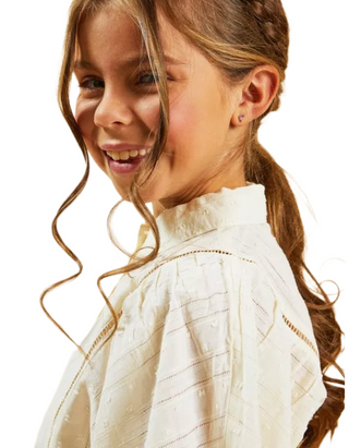 Milla Star Girls' Textured Detailed Blouse  - White