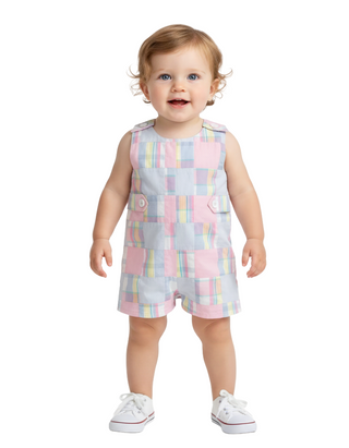 The Beaufort Bonnet Company Baby Benjamin Romper - Morris Madras