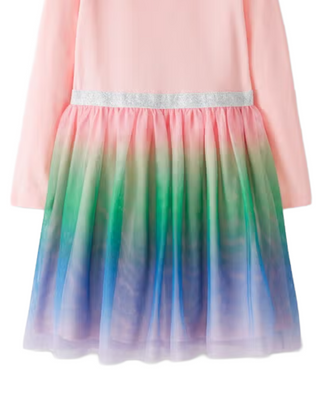 Girls' Soft Tulle Ombre Dress In Pink Multi