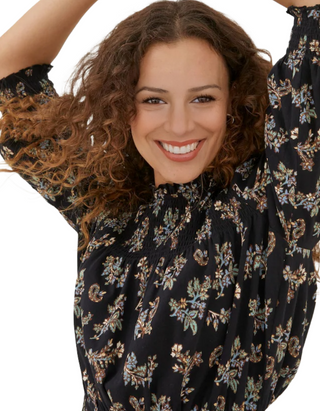 Women's Krishan Craft Floral Jersey Dress in Black (Imperfect)