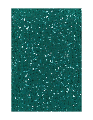 Women's Sequin Hand Embellished Cape Dress in Forest Green