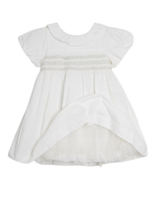 Jojo Mama Bebe Girls' Smocked Puff Sleeve Dress in White
