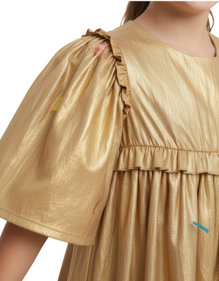 Meri Meri Girls' Metallic Angel Dress in Gold