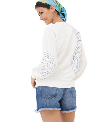 Women's Alex Natural Embroidered Sweatshirt in White (Imperfect)