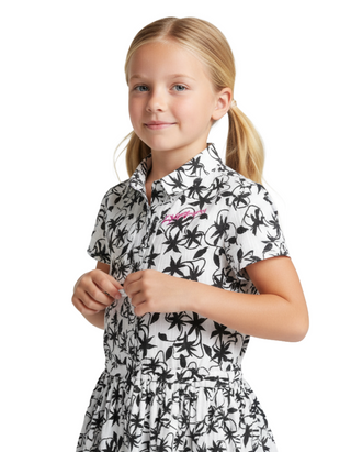Zadig & Voltaire Girls' Leaf Printed Shirt Dress in Black/White (Imperfect)