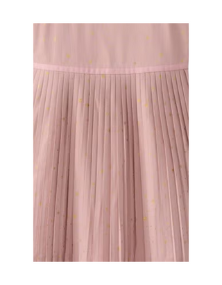 Girls' Pleated Skirt Dress in Gold Shine On Clay Pink