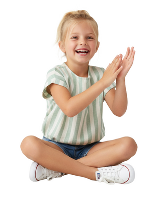 Girls Print Boxy Fit Top Green Stripe