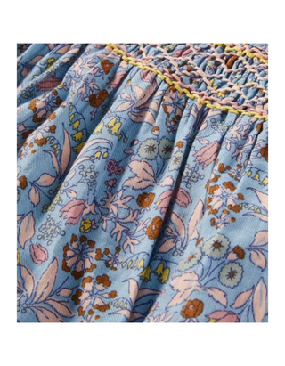 Baby Boden Kid's  Smocked Floral Romper in Blue Woodlands (Imperfect)