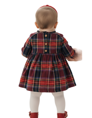 John Lewis Girls' Long Sleeve Tartan Dress in Red Mix