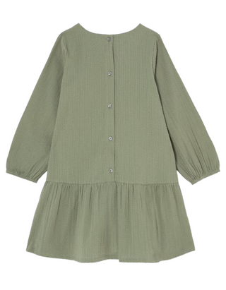 John Lewis Girls' Button Back Frill Dress in Green