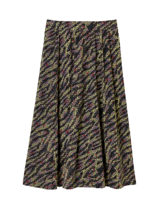 Women's Sketchy Texture Midi Skirt in Black