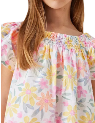 John Lewis Girls' Floral Woven Top in Pink Blooms