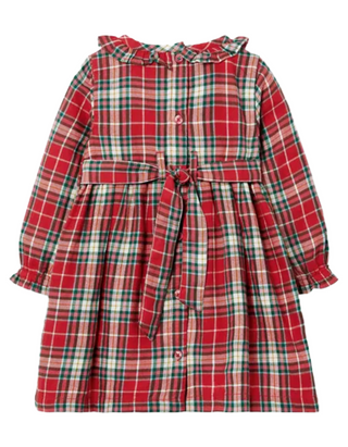 Baby Boden Girls' Woven Check Smocked Dress in Red Mix