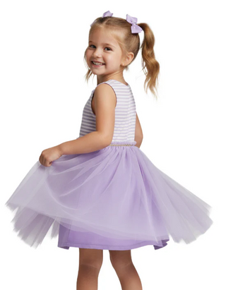 Mini Boden Girls' Jersey Tulle Mix Dress in Lilac (Imperfect)