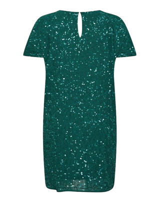 Women's Sequin Hand Embellished Cape Dress in Forest Green