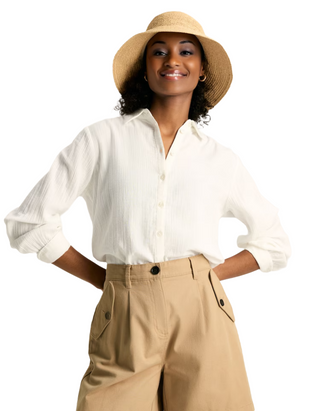 Women's Nell Button Through Everyday Essential Cotton Shirt in White