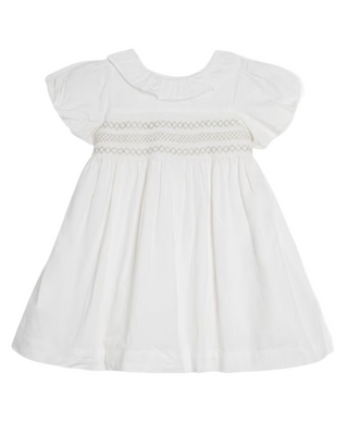 Jojo Mama Bebe Girls' Smocked Puff Sleeve Dress in White