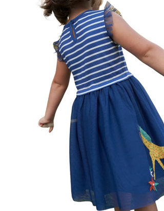 Mini Boden Girls' Giraffe Applique Tulle Dress in Blue (Imperfect)