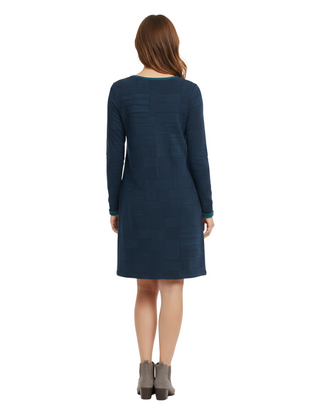 Women's Quarter Sleeve Salt Cove Tunic in Linear Check Midnight