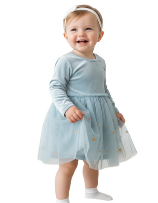 Baby Boden Girls Applique Fairy Tulle Party Dress in Blue (Imperfect)