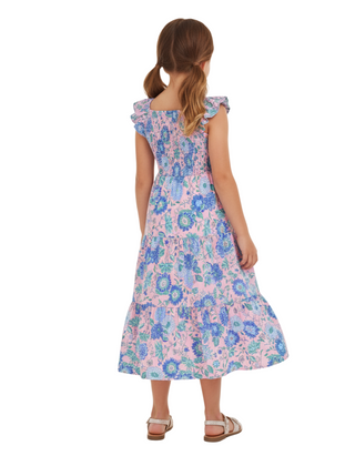 Lilly Pulitzer Girls' Mini Jilly Tiered Midi Dress in Conch Shell Pink