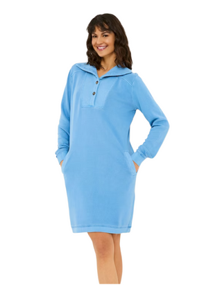 Women's Long Sleeve Willa Sweat Dress in Bright Blue (Imperfect)