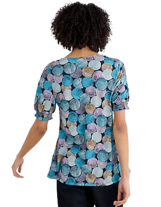 Women's Printed Short Sleeve Rosehip Jersey Top in Maritime Pebble