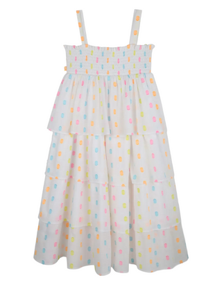 Billieblush Girls' Sleeveless Multi/Spotted Layered Dress in Ivory (Imperfect)