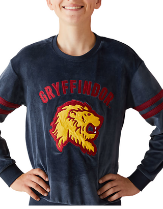Boys Gryffindor Velour Pyjama Set in Malt Grey